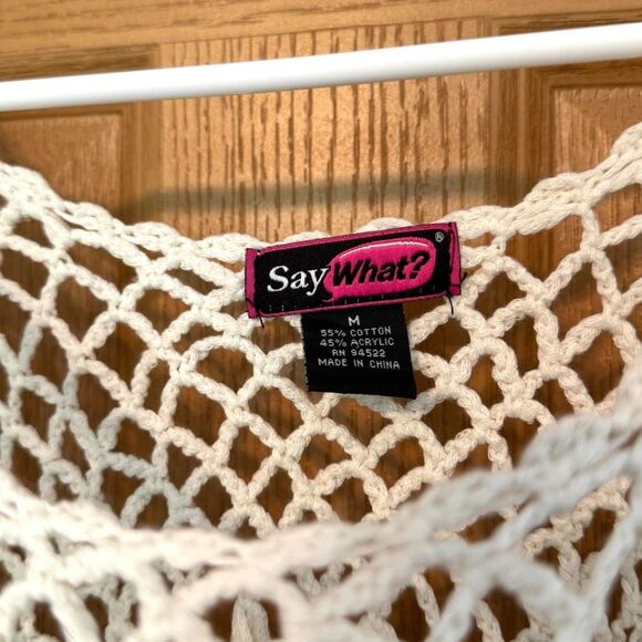 Say What? Off White Knit Crochet Tops Women's Size Medium - Picture 8 of 8